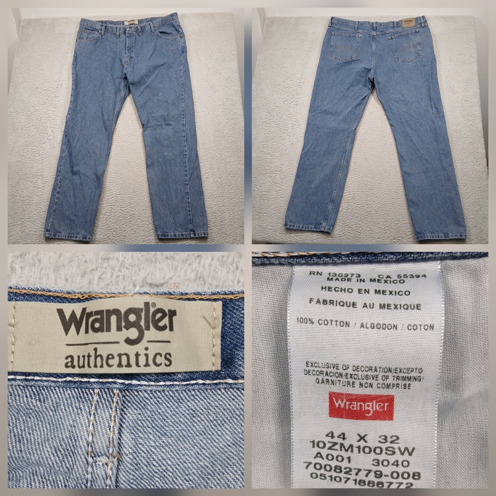 Wrangler Authentics Men's Jeans 44x32 Medium Wash Straight Leg 100% Cotton‎